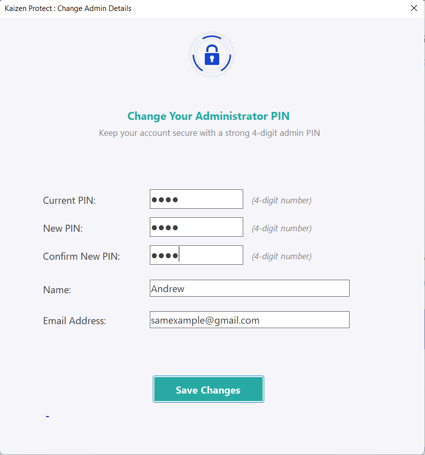 Change Admin Details