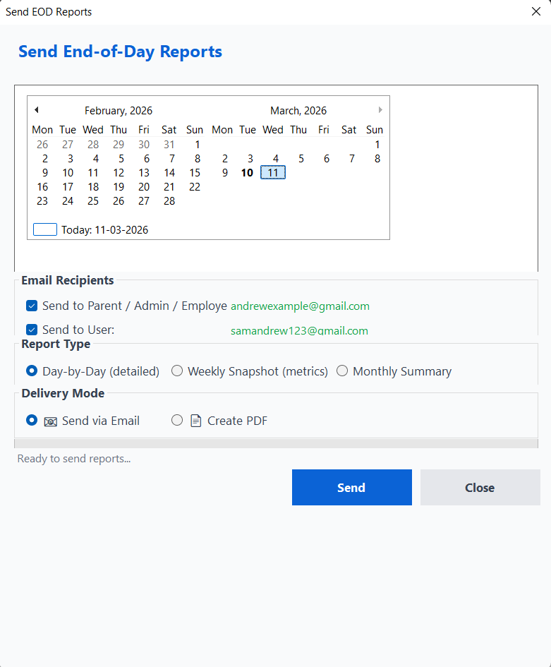 Email Reports Configuration