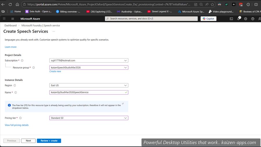 Create Speech Service
