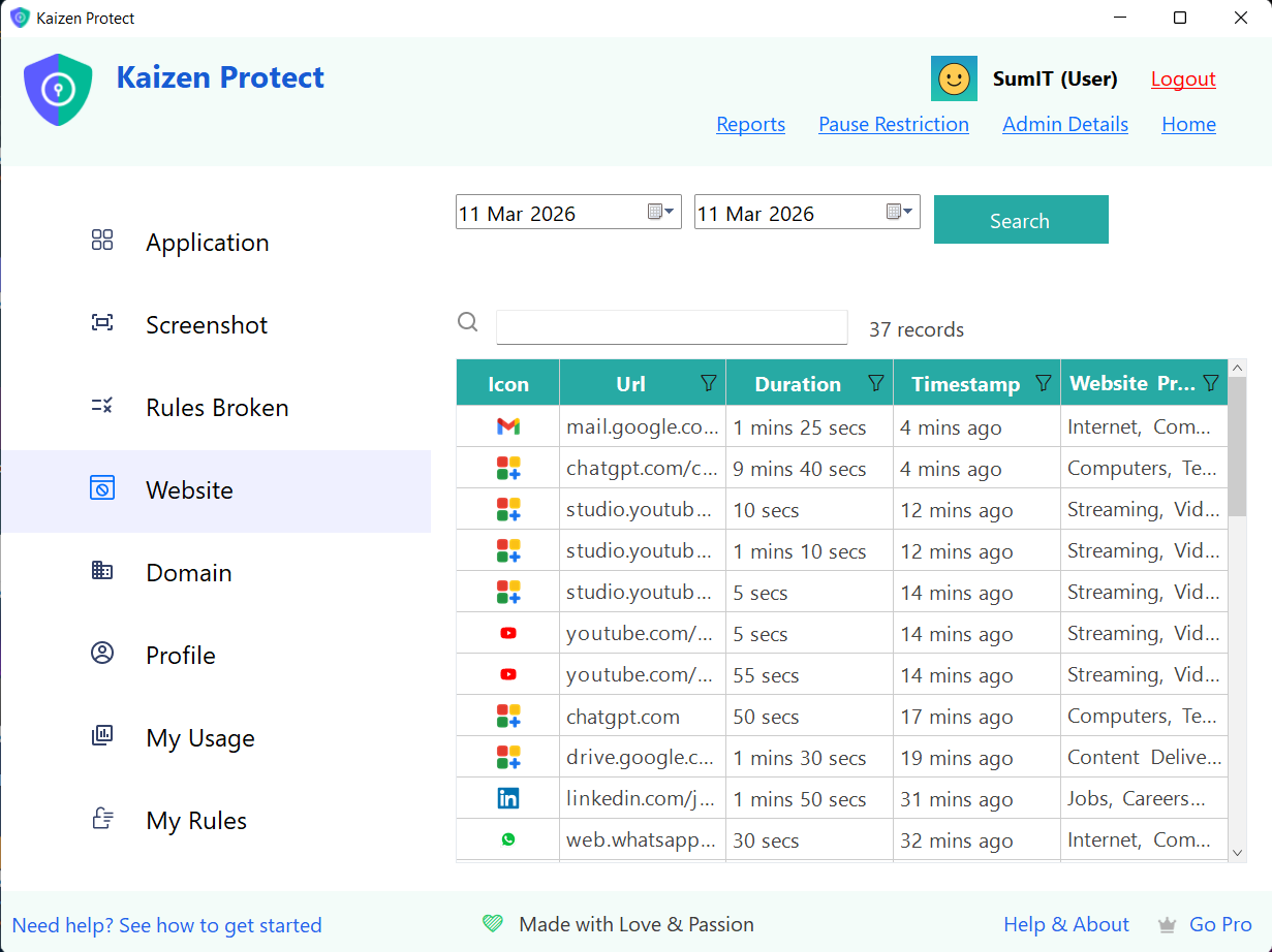 Kaizen Focus Parental Control Software for Windows