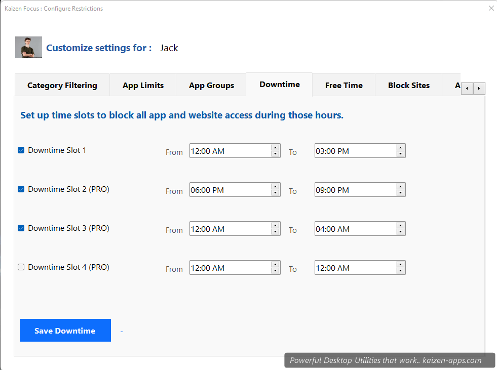 Kaizen Focus Downtime configuration