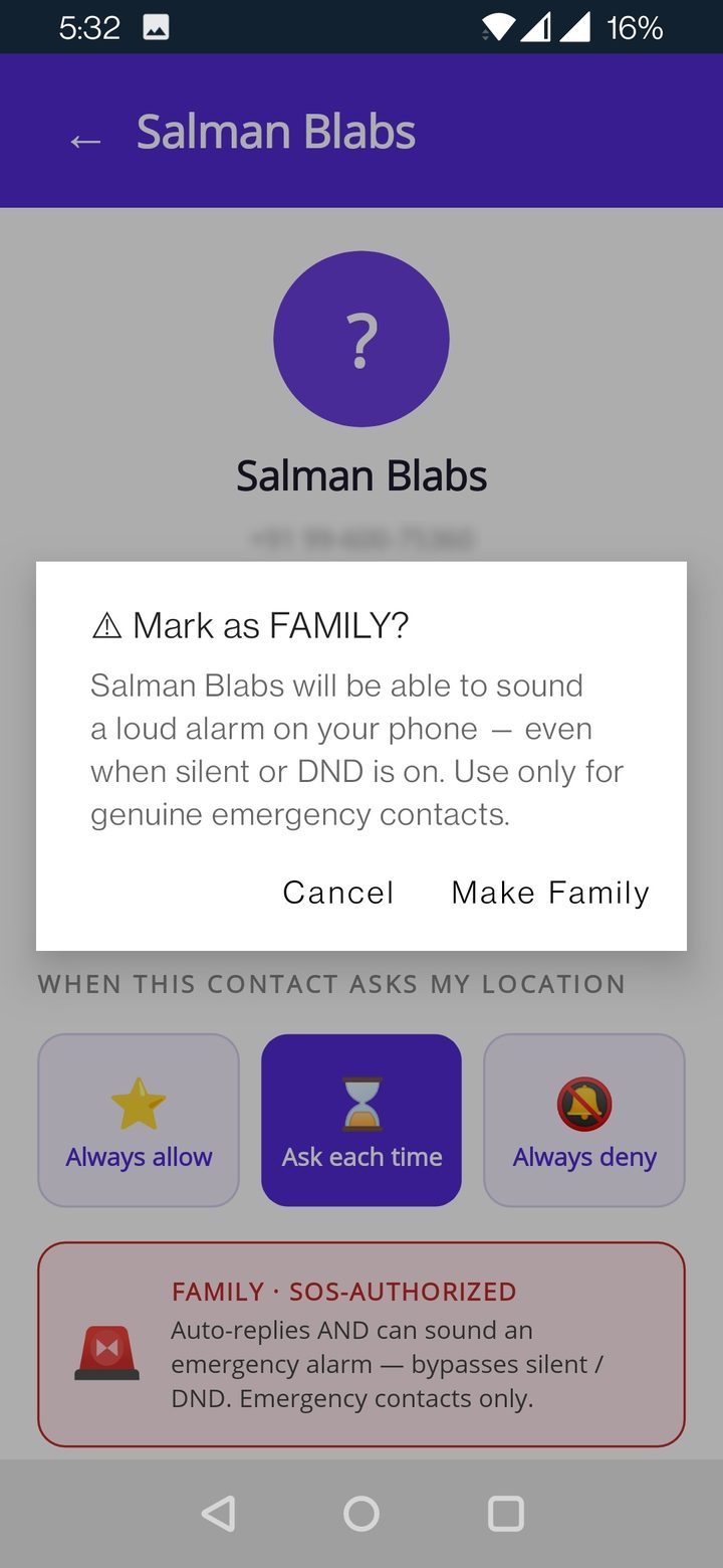 Mark as FAMILY confirmation dialog