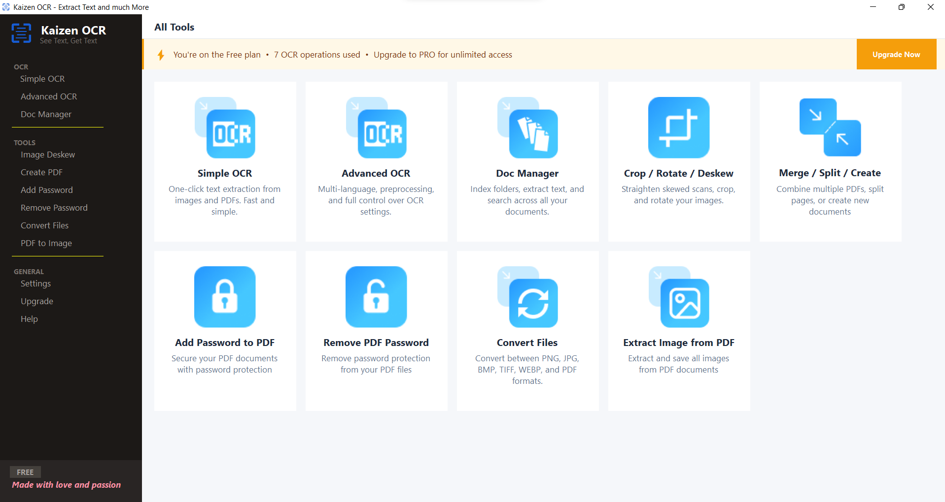 Kaizen OCR & PDF interface