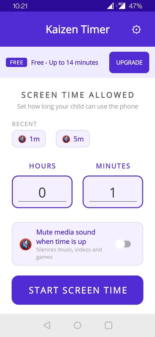 Set screen-time duration in Kaizen Timer