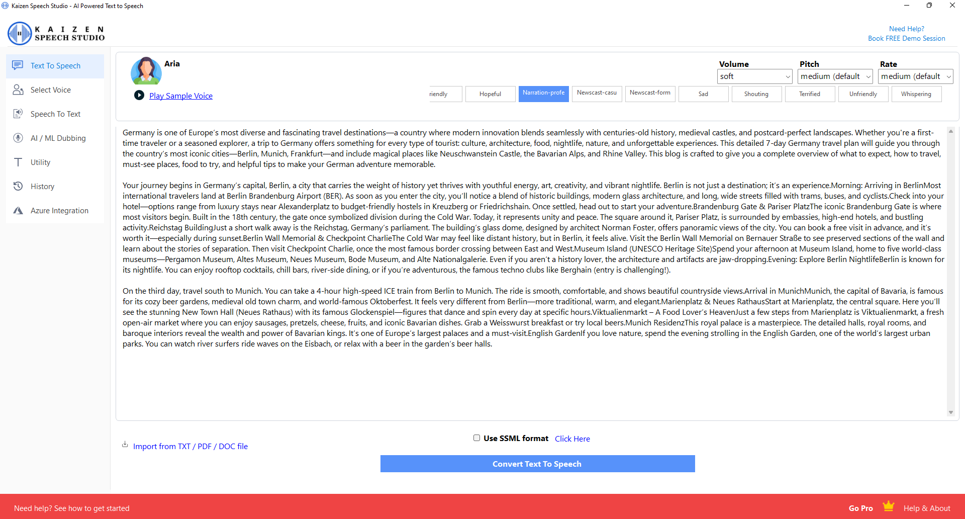 Text to Speech Interface