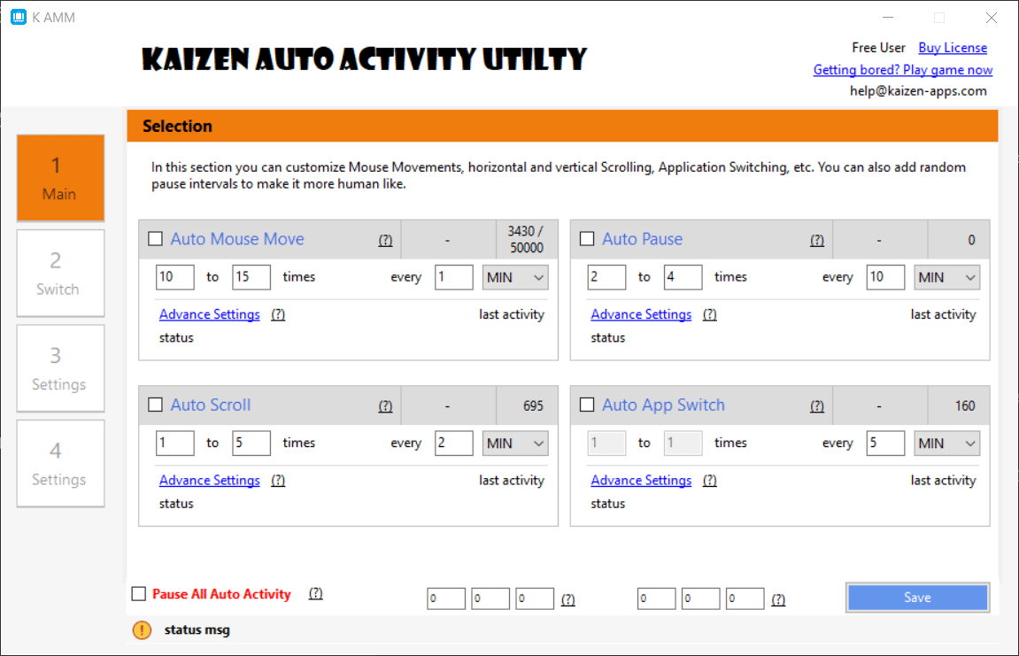 Kaizen Auto Mouse Mover and Clicker Utility Screenshot Section 1