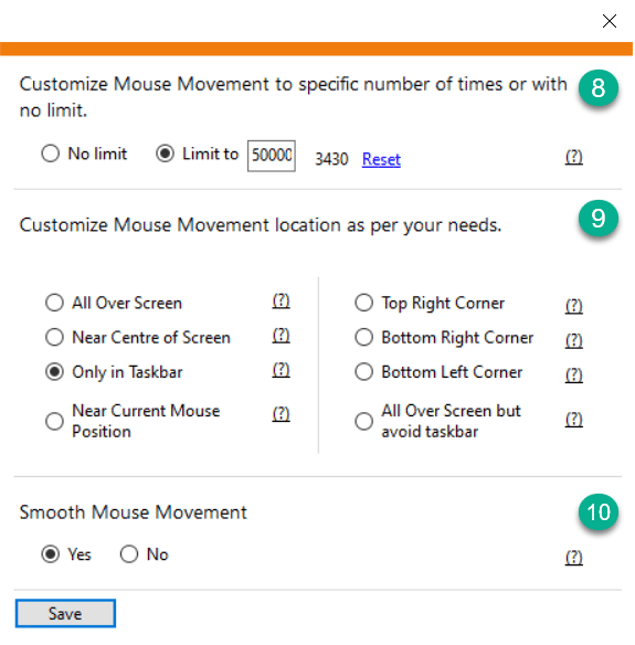 Advanced Settings for Mouse Movement by Utility