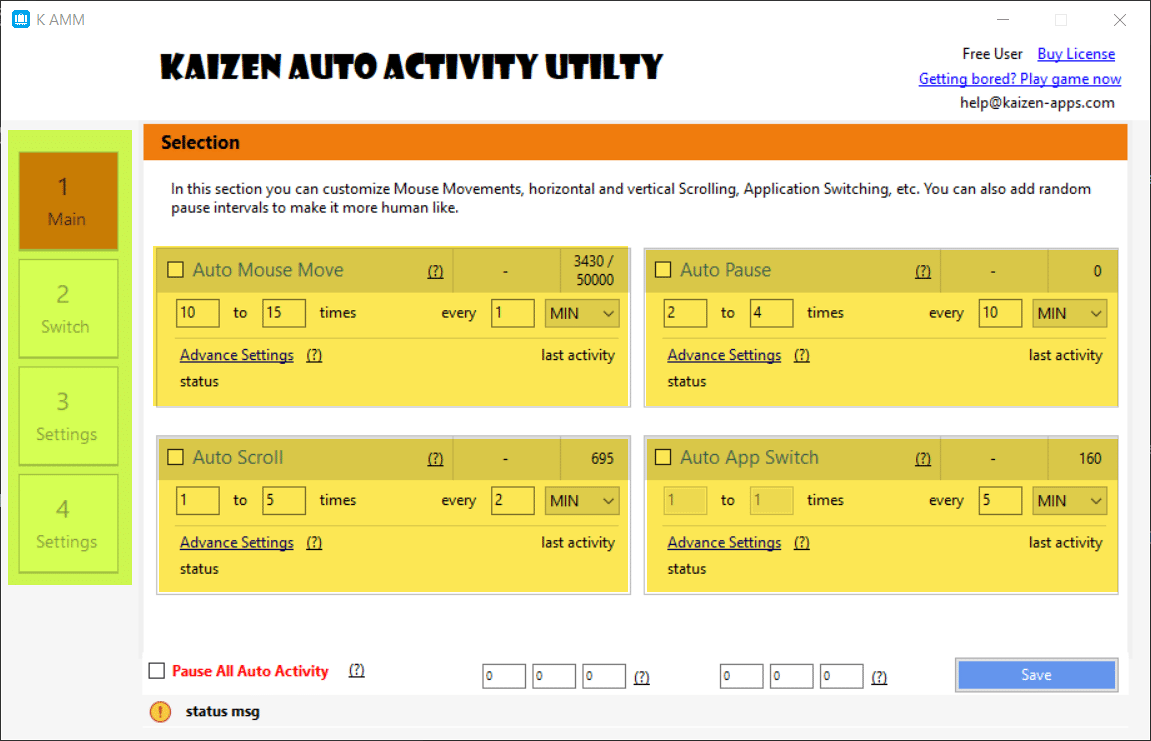 Kaizen Auto Mouse Mover and Clicker Utility Screenshot Section 1 Highlighted