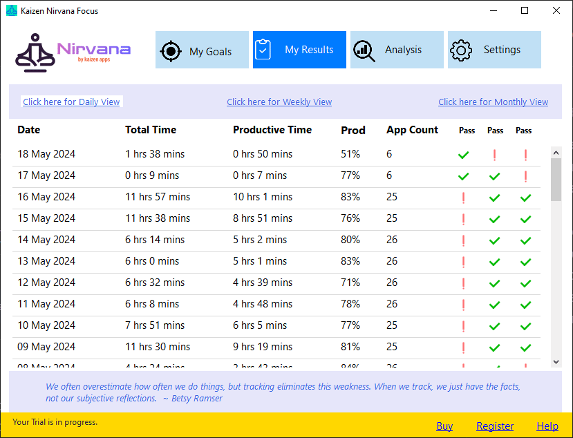 Nirvana Results Screenshot